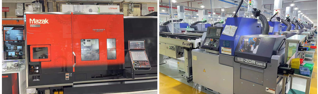 Modern CNC turning machine shop: precision CNC lathe machining metal components with tight tolerance control
