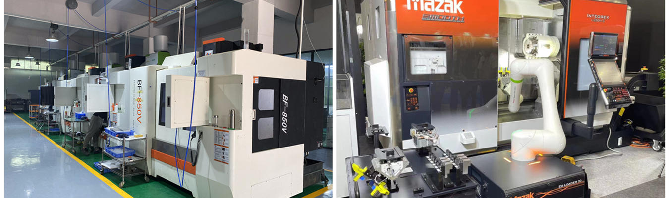 Taller de mecanizado CNC avanzado para piezas complejas Taller de mecanizado CNC avanzado: tornos suizos multieje mecanizando una pieza compleja de alta tolerancia con cavidades profundas y socavados